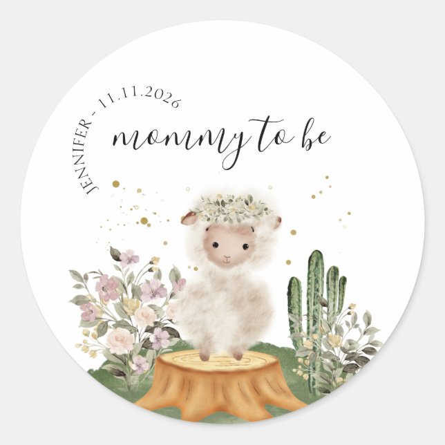 Sticker Rond Mommy to be woodland animal (Devant)