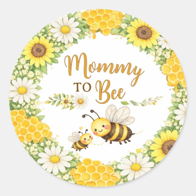 Sticker Rond Mommy to Bee Baby Shower (Devant)