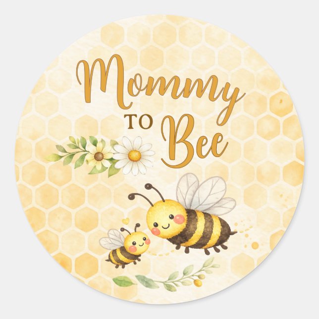 Sticker Rond Mommy to Bee Baby Shower (Devant)