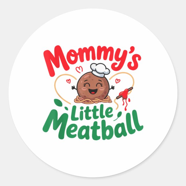 Sticker Rond Mommys Little Meatball Italien Famille Enfants Béb (Devant)