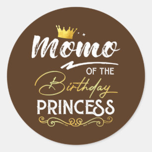 Sticker Rond Momo De L'Anniversaire Princess Girl Party Famille