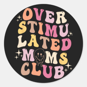 Sticker Rond Moms Club Retro Super Mothers Day