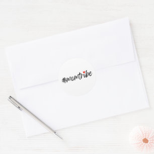 Sticker Rond #MomTribe Modernité de la maternité Script Fête