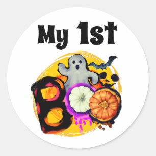Sticker Rond Mon 1er Halloween de Boo Cute Ghost Baby