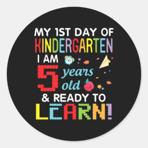 Sticker Rond Mon 1er jour de maternelle J'ai 5 ans et suis