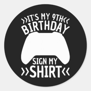 Sticker Rond Mon 9e anniversaire signe ma chemise 9 ans garçon 