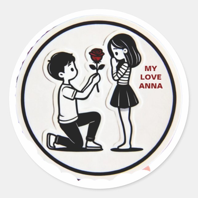 Sticker Rond Mon amour avec le nom romantique (Devant)