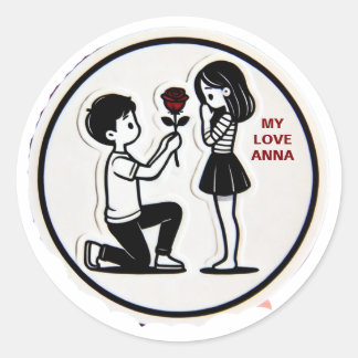 Sticker Rond Mon amour avec le nom romantique