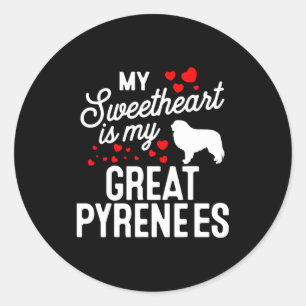 Sticker Rond Mon amour est mon Great Pyrenees pour la Saint-Val