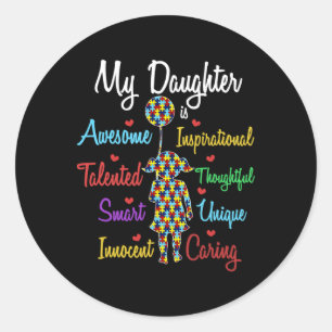 Sticker Rond Mon Amour Fille Puzzle Autistique Cool Autisme Awa