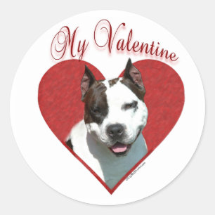 Sticker Rond Mon AmStaff Valentine