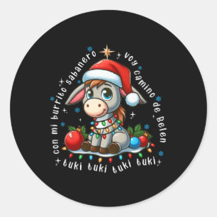 Sticker Rond Mon âne de Noël mexicain Burrito Sanero espagnol
