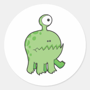 Sticker Rond mon animal de compagnie cyclope monstre vert
