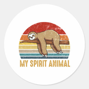 Sticker Rond Mon animal d'esprit Sloth Sleeping