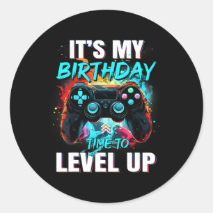 Sticker Rond Mon Anniversaire Garçon Temps De Niveau Up Video J