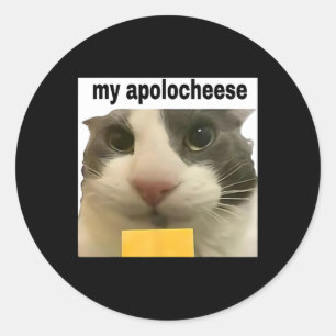 Sticker Rond Mon Apolocheese Funny Chat Mème Brainrot Gen Z Hum