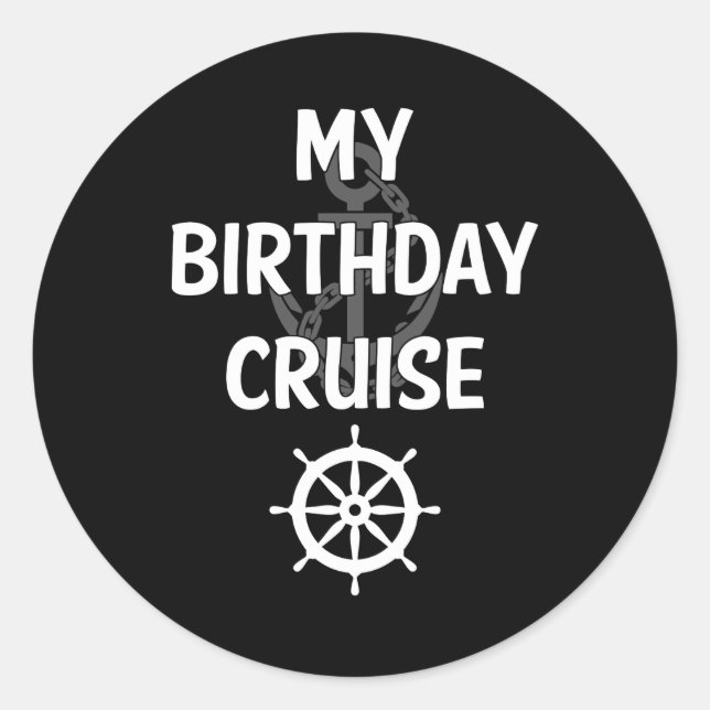 Sticker Rond Mon bateau de croisière d'anniversaire (Devant)