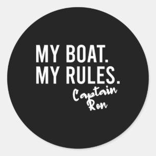 Sticker Rond Mon bateau mes règles capitaine Ron personnalisé p
