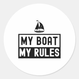 Sticker Rond Mon bateau mes règles Yacht Voile Capitaine Navire