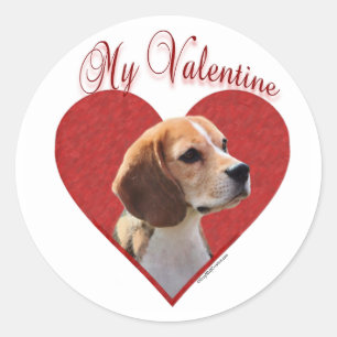 Sticker Rond Mon Beagle Valentine