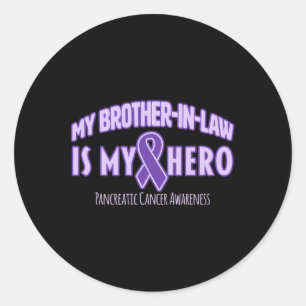 Sticker Rond Mon beau-frère est mon Héros Pancréatique Cancer A