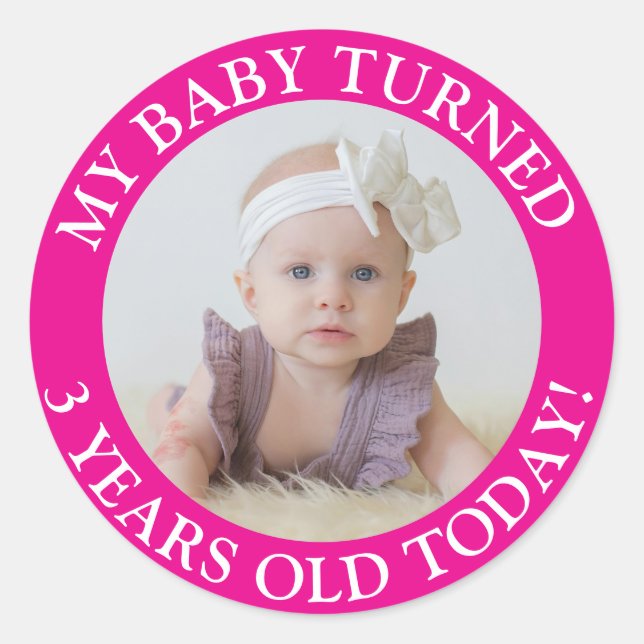 Sticker Rond Mon bébé a eu 5 ans aujourd'hui (Devant)