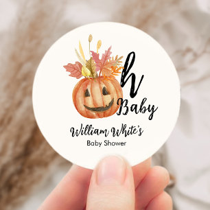 Sticker Rond Mon bébé ! Baby shower feuille Citrouille d'Hallow