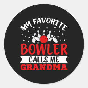Sticker Rond Mon Bowler Favori M'Appelle Grandma Funny Bowling