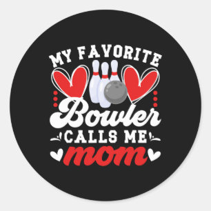 Sticker Rond Mon Bowler Favori M'Appelle Maman D'Une Bowler Mam