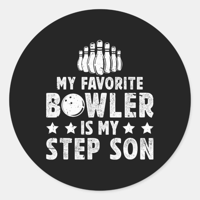 Sticker Rond Mon Bowler Favori Stepdad Bowling Step-papa D'Un B (Devant)