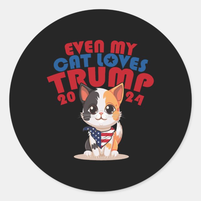Sticker Rond Mon chat aime Trump 2024 2 (Devant)