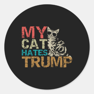 Sticker Rond Mon chat déteste Trump Cats contre Trump Retro Sty