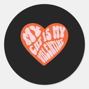 Sticker Rond Mon chat est mon Valentin, Femmes Hommes, Branché,