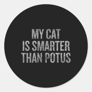 Sticker Rond Mon chat est plus intelligent que Potus Humour pol