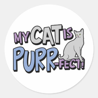 Sticker Rond Mon Chat Est Purr-Fect