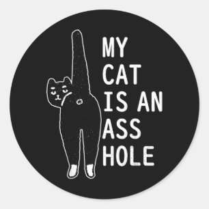 Sticker Rond Mon chat est un animal félin drôle Halloween vinta