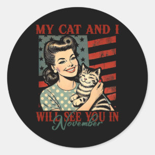 Sticker Rond Mon Chat Et Moi Vous Verrons En Novembre