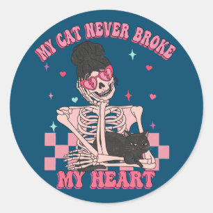Sticker Rond Mon chat n'a jamais brisé mon coeur anti-Valentine