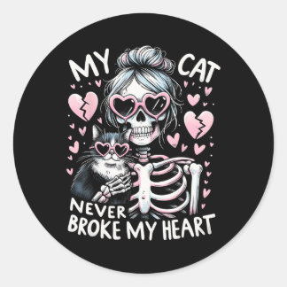 Sticker Rond Mon chat n'a jamais cassé mon coeur drôle Skeleton