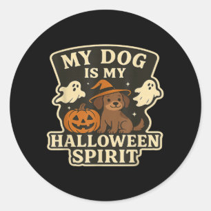 Sticker Rond Mon chien est mon esprit d'Halloween _ Amateur de 
