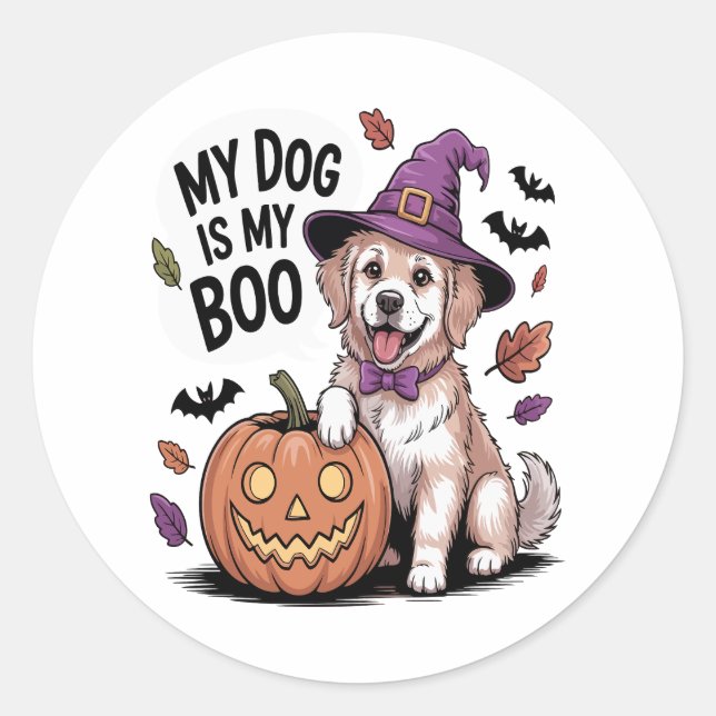 Sticker Rond Mon chien est My Boo Halloween (Devant)
