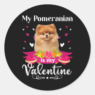 Sticker Rond Mon chien Pomeranian est mon amant de la Saint-Val