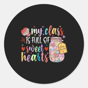 Sticker Rond Mon Cl Est Plein De Coeurs Doux Enseignant Valenti