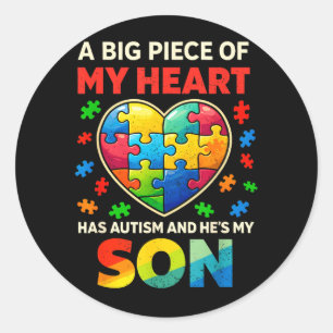 Sticker Rond Mon cœur a un trouble autistique Fier parent autis