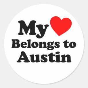 Sticker Rond Mon coeur appartient à Austin