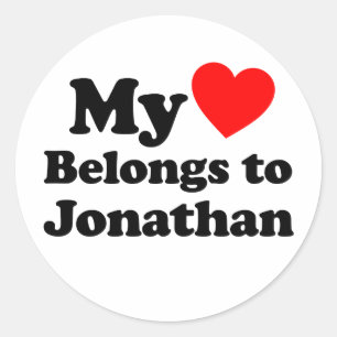 Sticker Rond Mon coeur appartient à Jonathan