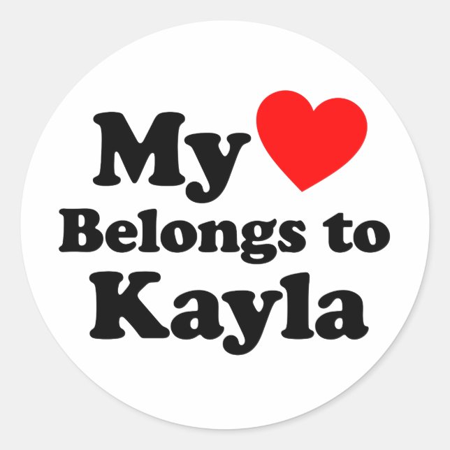 Sticker Rond Mon coeur appartient à Kayla (Devant)