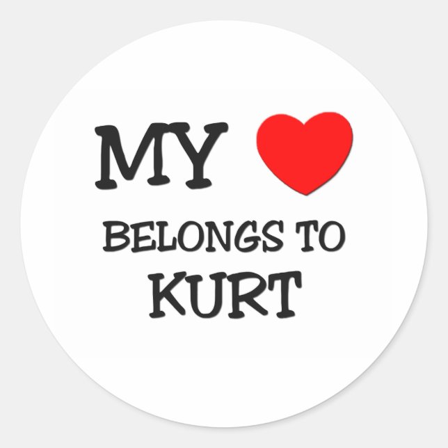 Sticker Rond Mon coeur appartient à Kurt (Devant)