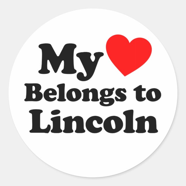 Sticker Rond Mon coeur appartient à Lincoln (Devant)
