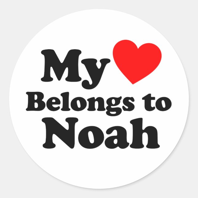 Sticker Rond Mon coeur appartient à Noah (Devant)